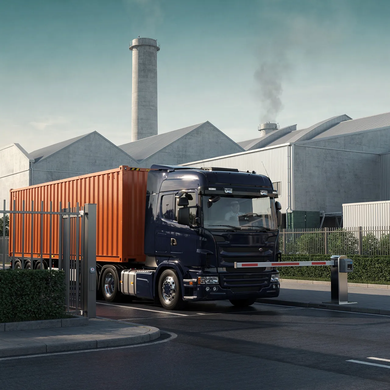 Empty container hauled to the client factory gate
