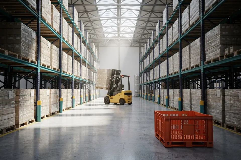 Palletised cargo stored inside a Badshah Group partner warehouse